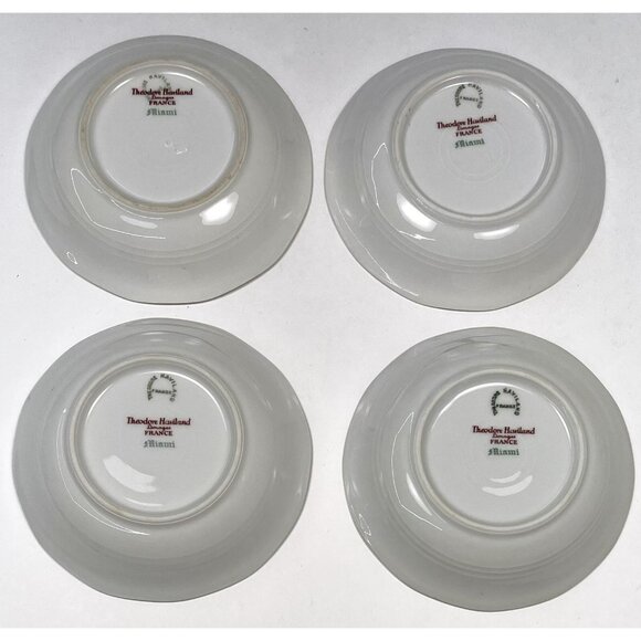 4x Theodore Haviland Limoges 1925-36 Miami Floral Porcelain 5" Dessert BOWLS - Picture 3 of 4